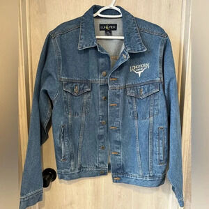Denim Jacket Oversized Western Cowboy / Cowgirl Longhorn Hauler‎ Jacket Cotton
